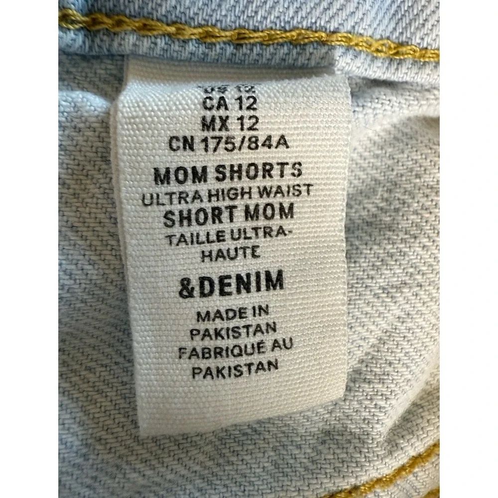 H&M Mom Shorts Women's Size 12 Light Wash Denim Ultra High Waist Distressed-740 - Picture 3 of 7